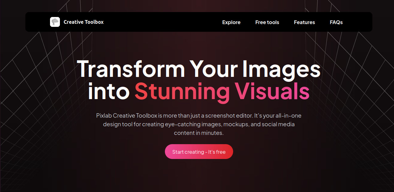 creative toolbox project ladning page
