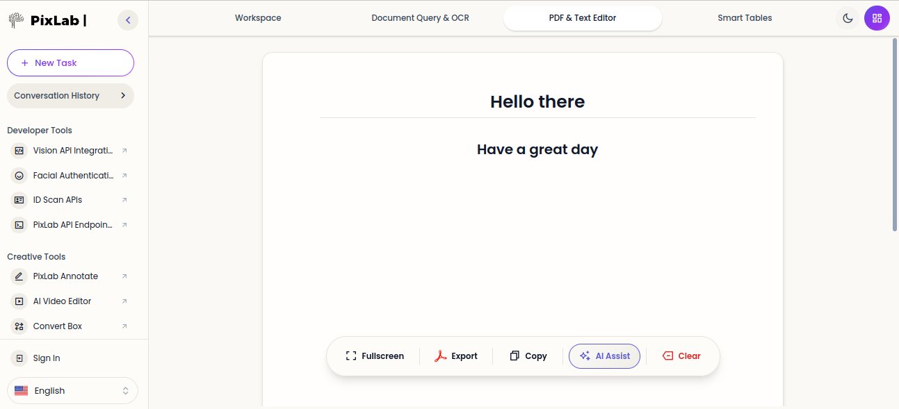 screenshot showing bisionn workpspace as portfolio project